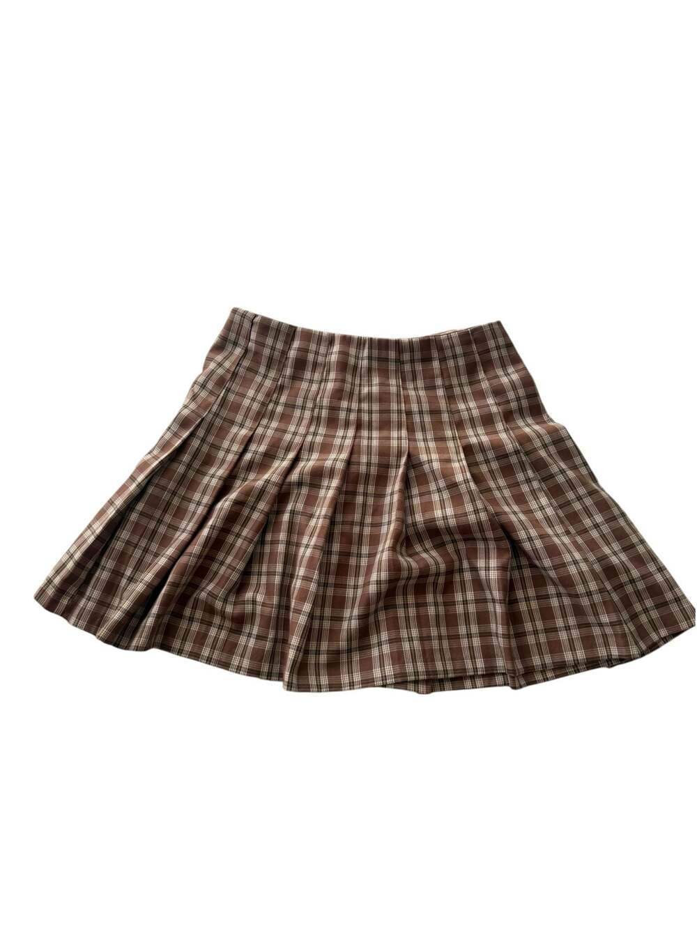H&M Divided Brown Plaid Pleated Mini Skirt Size 2